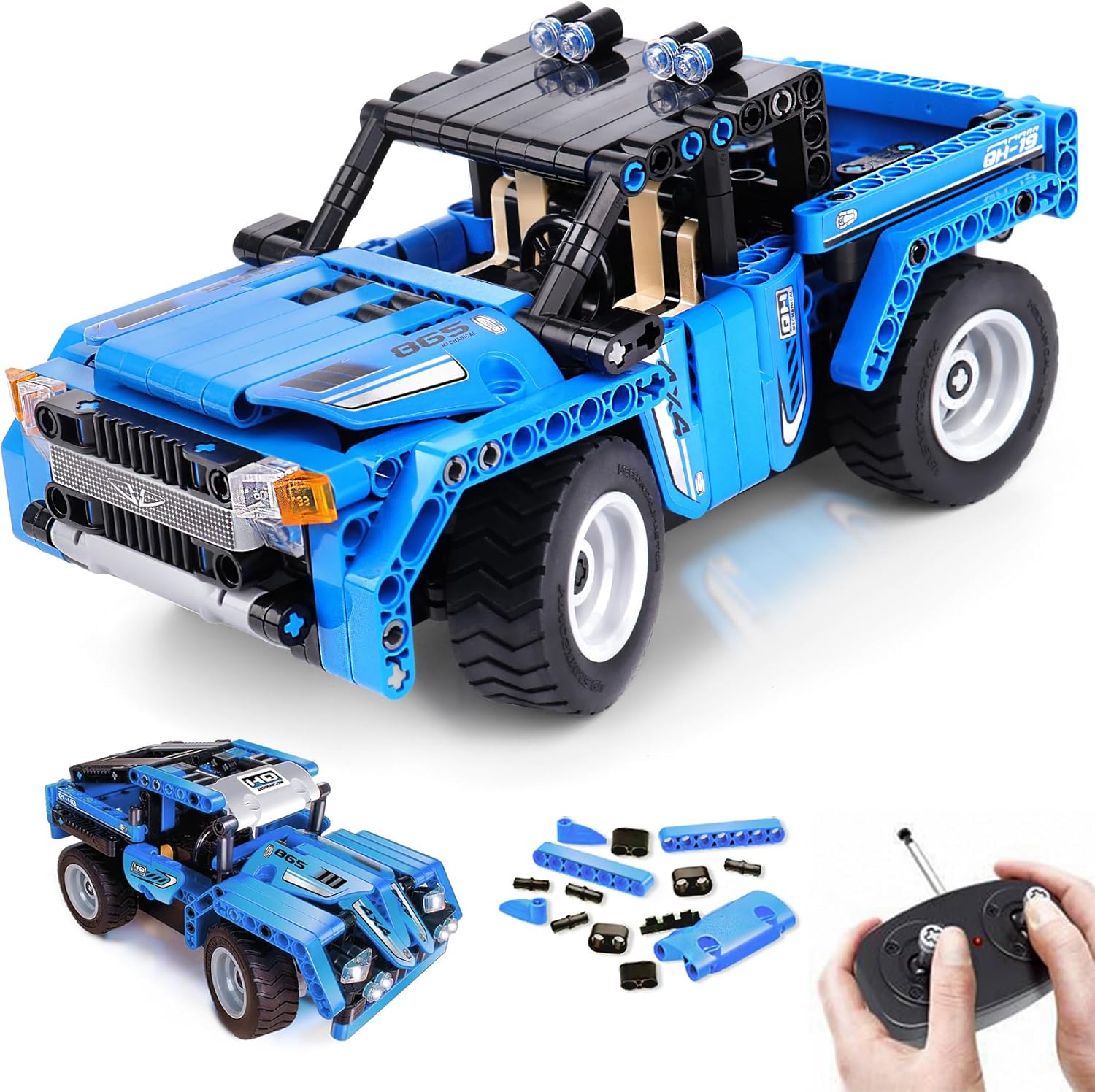 Remote Control Building Blocks Kit, STEM Toys for Boys/Girls Ages 6-12, Educational Building Set of Pickup Truck or Racing Car Model, Best Birthday Gift for Kids Ages 6 7 8 9 10-12-uFunSpace