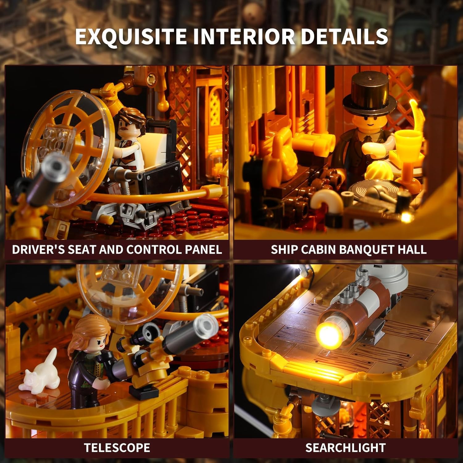 Steampunk Airship 'Light Catcher' - 1641 PCS Adult Construction Building Model Set for Adults and Teen-uFunSpace