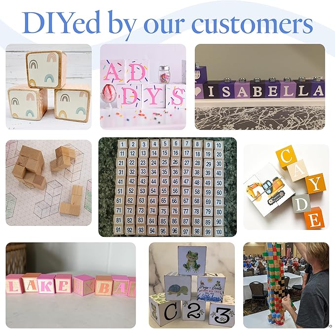 4 inch large wood blocks, 10 square wood blocks, suitable for DIY, crafts and decoration.
