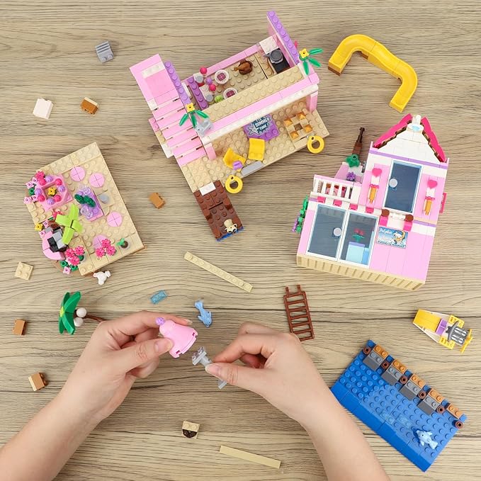 Seaside Beach Villa Friends Building Set Compatible with Lego Friends Construction Educational Toy for Kids Age 8-12 and Up 822 PCS-uFunSpace