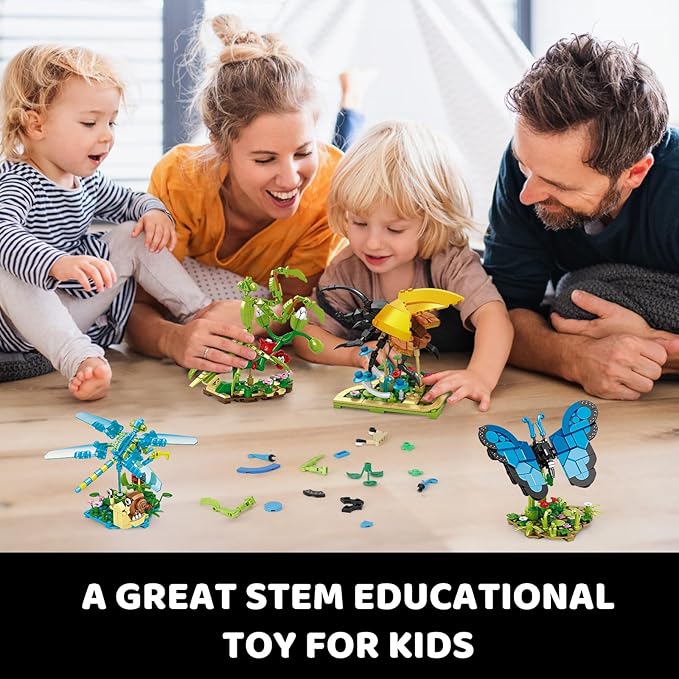 Insect Collection Building Set, Compatible with Lego Insects Animals, Flowers Butterfly Mantis Beetle Dragonfly for Nature Decor, Ideas Bug Toy for Adults Boys Girls (815 PCS)-uFunSpace