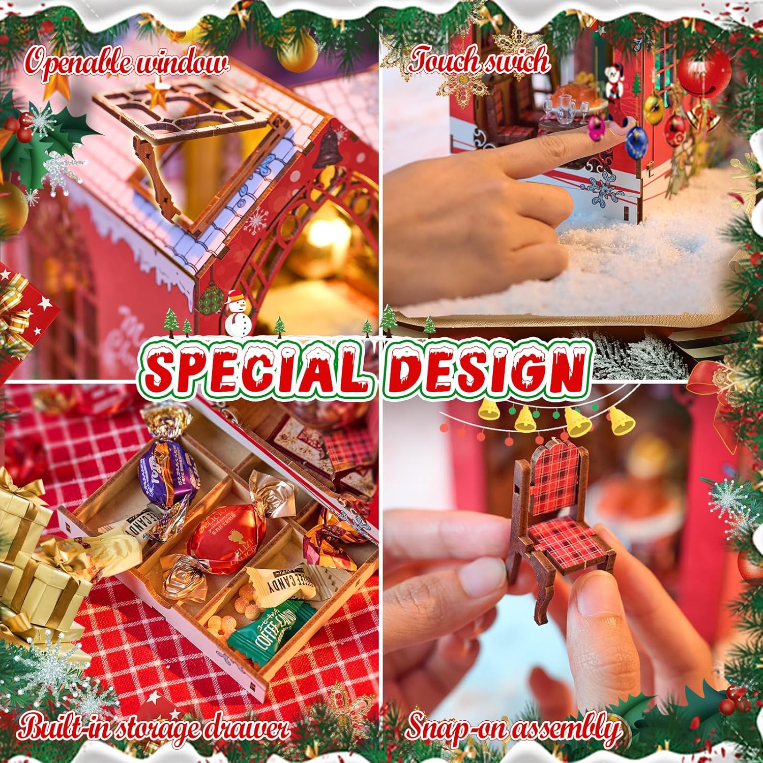 Book nook features including touch switch openable window and hidden storage drawer-uFunSpace