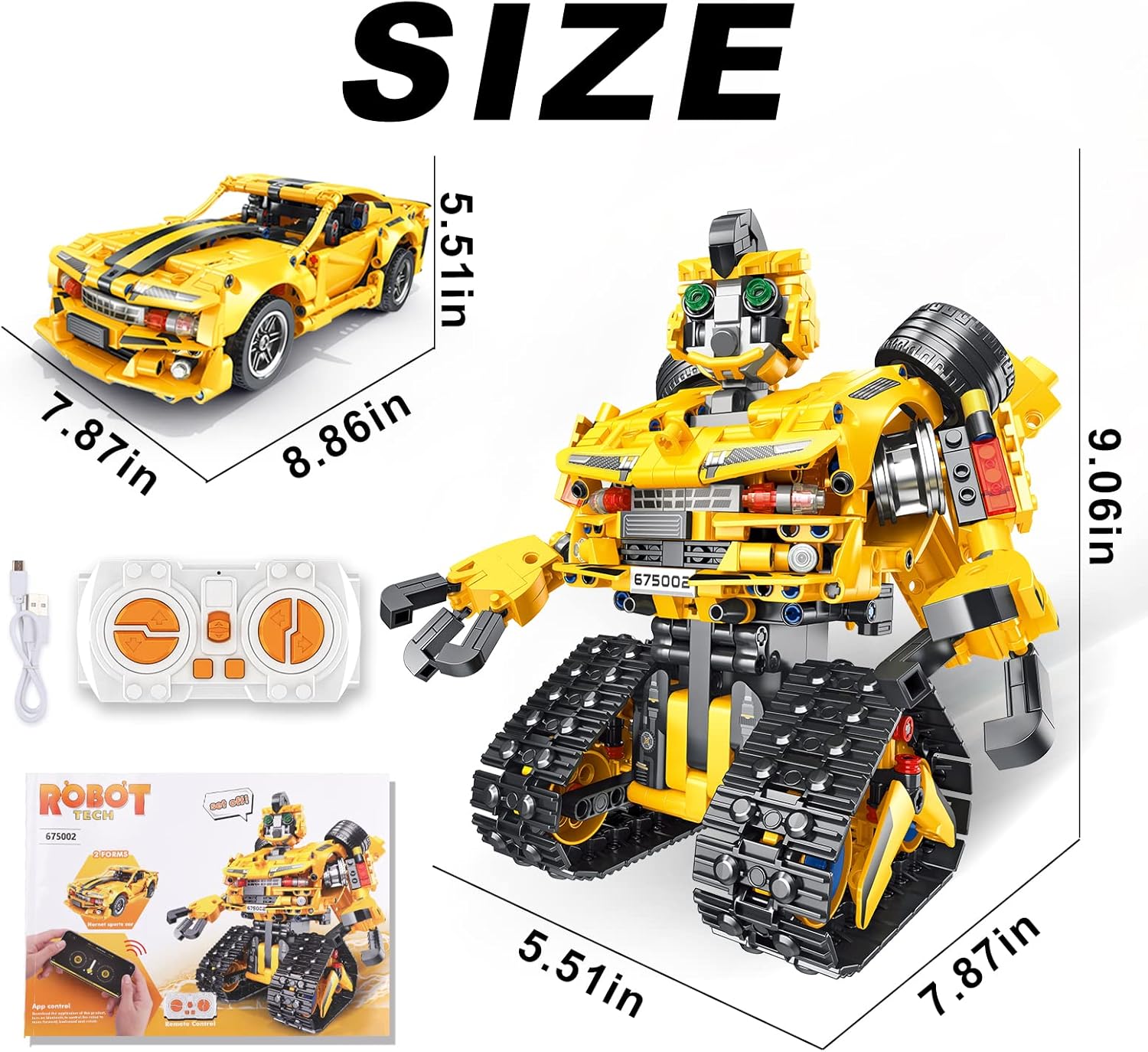 2-in-1 Build a Robot Kit,901 Pieces Remote & APP Controlled Robot or Race Car,Robotic Building Blocks Toys STEM Projects for Kids Ages 8 9 10 11 12 13 14,Chirstmas Birthday Gift for Boys-uFunSpace