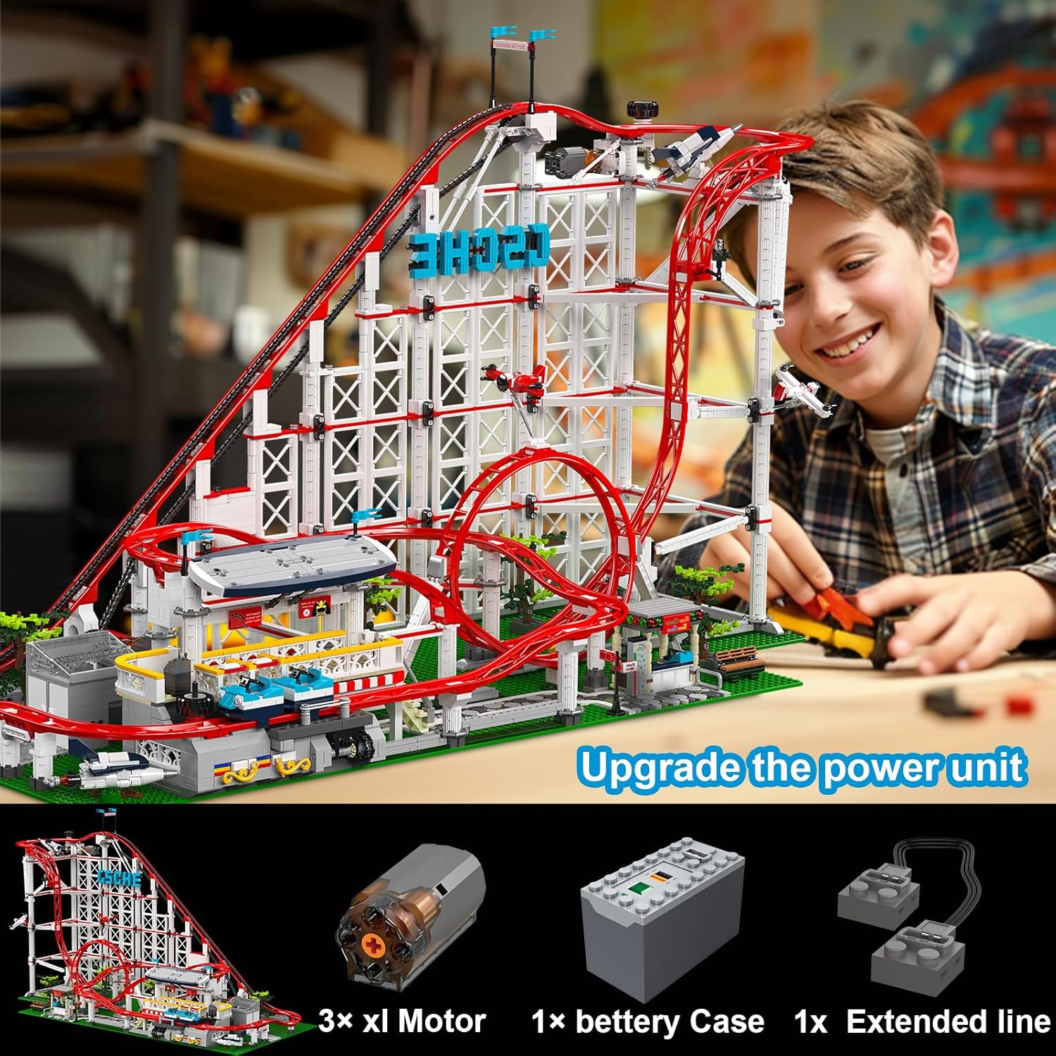 Roller Coaster Building Blocks Train Set. Amusement Park Funfair Track Construction Blocks Toys for Teen Boys Son, Grandchildren, Block Lovers. Motor Controls, Christmas Birthday Gifts-3464 Pieces-uFunSpace