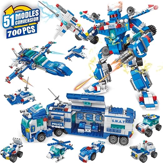 Building Toys for Boys Age 8-12, Erector Set Building Blocks for 6-8 Year Old Boys, Educational Build a Robot Truck Kit Compatible with Major Brands for 6 7 8 9 10 12 yl, 700Pcs 51 modles-uFunSpace