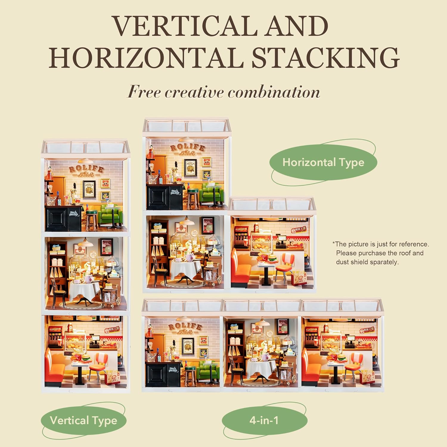 DIY Miniature Plastic House Building Set Toys Playset with LED Suitable for Mini Figures Construction Toys Diorama Kit Gifts for Teens Adults (Sweet Sips Tea)-uFunSpace