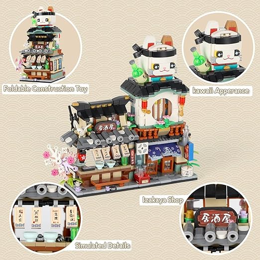 Mini Building Blocks, Japanese Street View Izakaya Shop, Creative Japanese Toys Model Set, 789pcs Simulation Architecture Construction Toy, Not Compatible with Other Brand Blocks - ice-uFunSpace