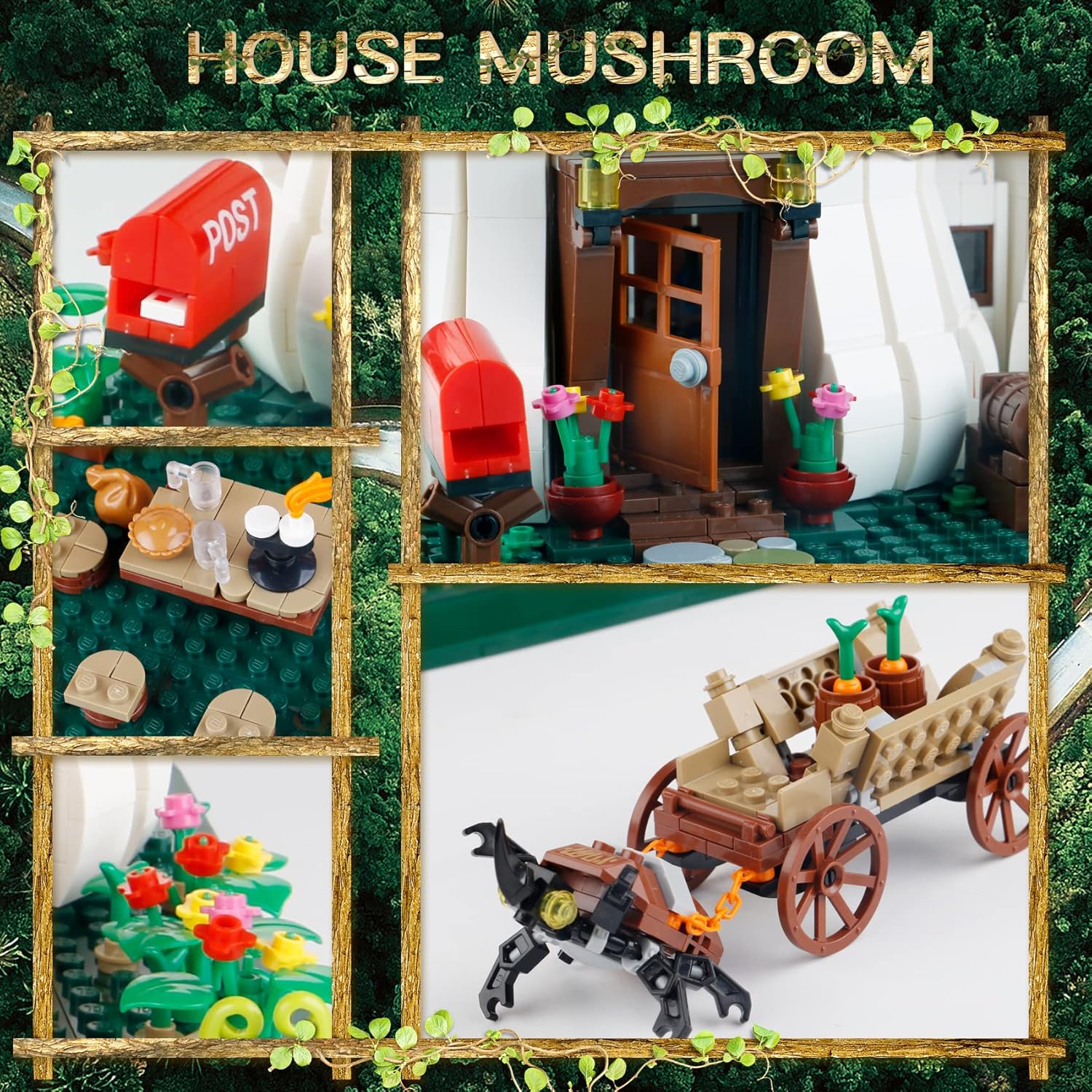 2233PCS Mushroom House Building Blocks,Creative Ideals Treehouse Building Blocks, Best Present for 6+ Boys, Girls or Adults-uFunSpace