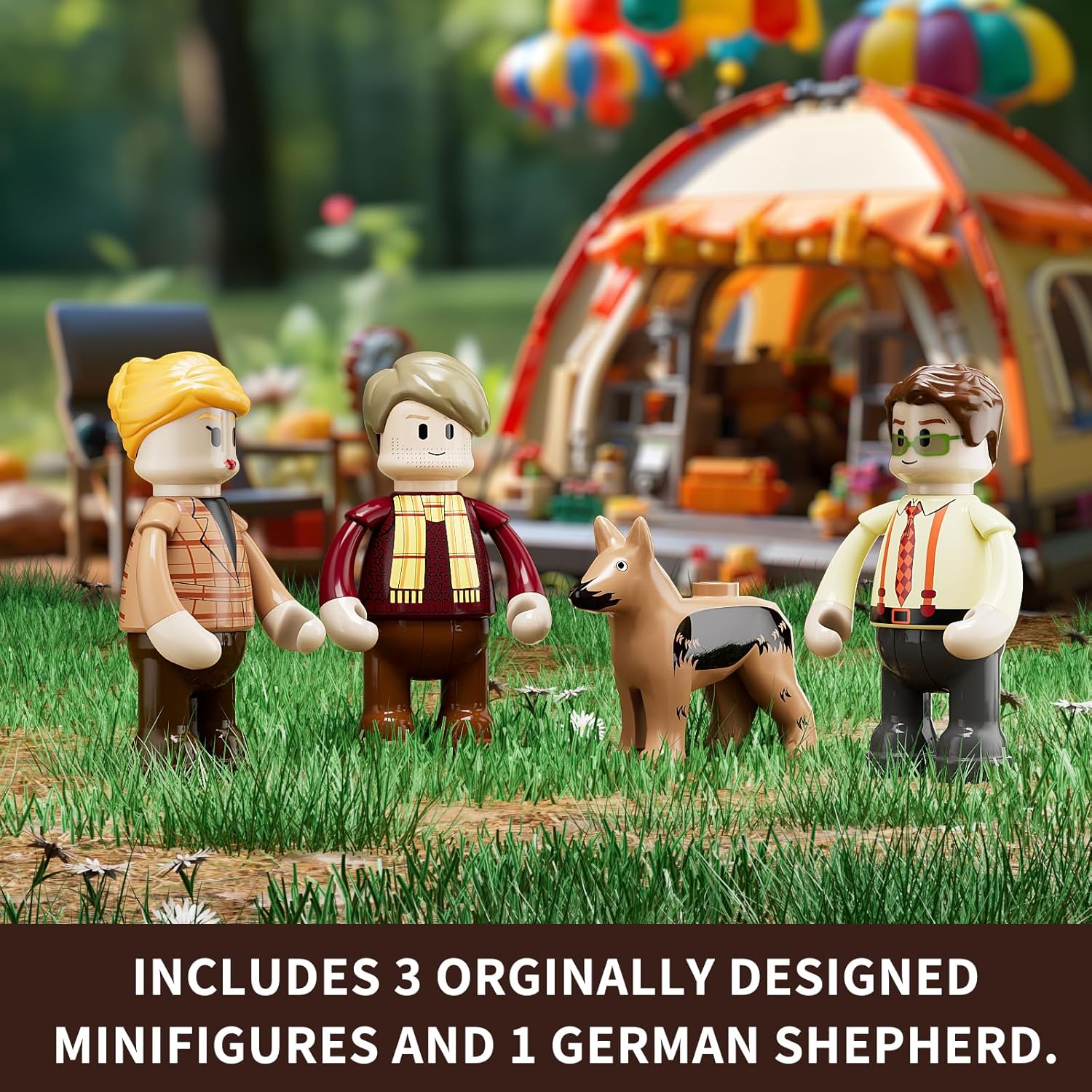 Campground Lighting Building-Bricks Set - Retro Wild Lookout Tower Camping Car and Family Minifigures LED Light Building Set 1426 Pcs for Adults-uFunSpace