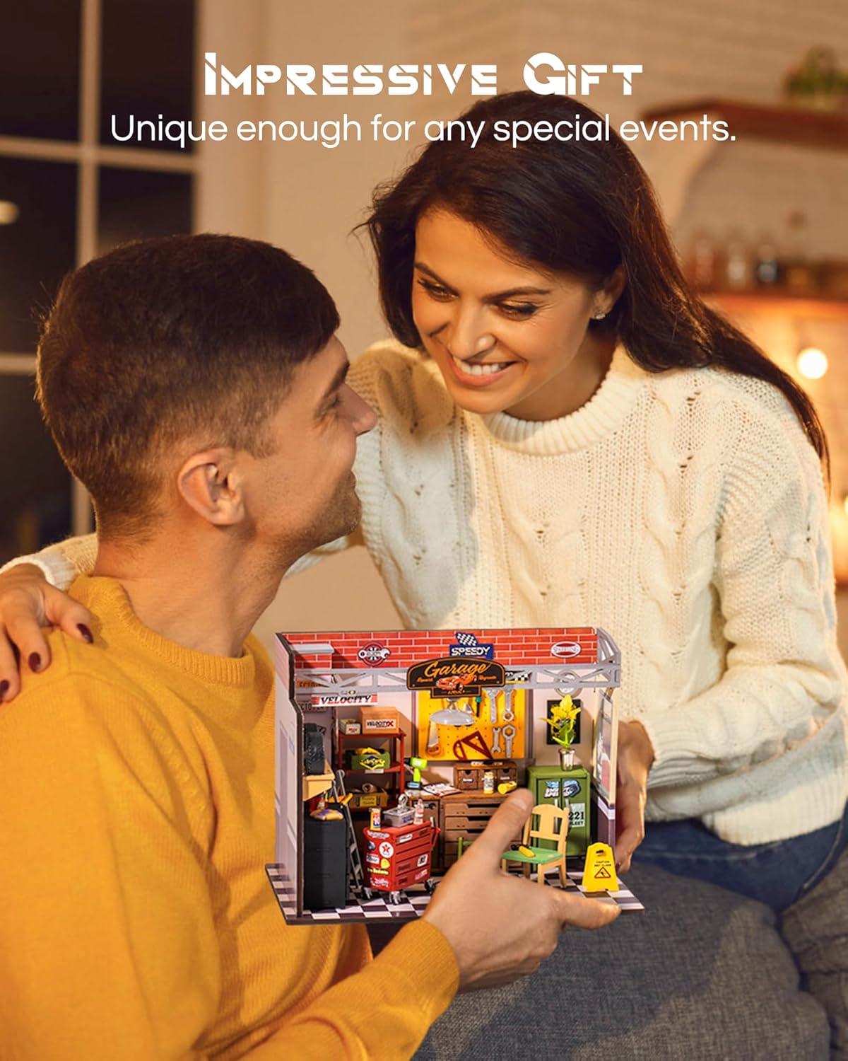 DIY Miniature House Kit Garage Workshop, Build 1/20 Mini House Building Kit with LED Craft Kits for Aduls Gifts for Him Her Kids-uFunSpace