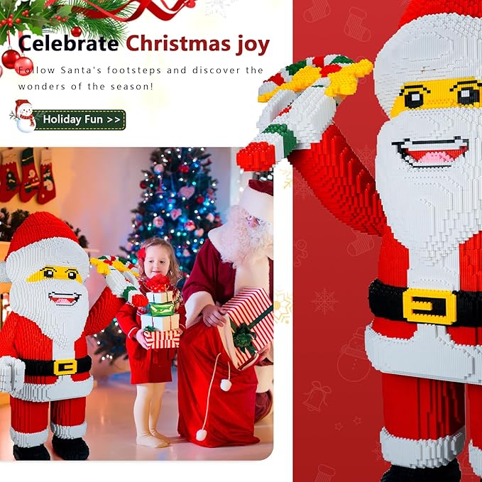 Christmas Santa Claus Building Set - 48740 Pieces Challenging Micro Stacking Brick Toy for Adults, Unique DIY and Creative Festive Home Decoration-uFunSpace