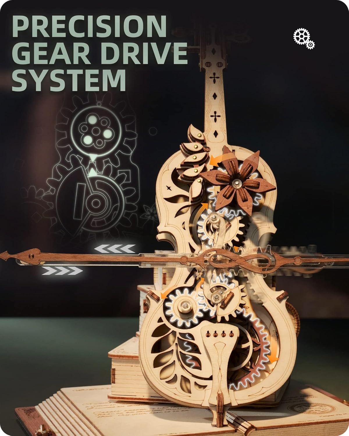 3D Wooden Puzzles for Adults,Wooden Music Box Kits-Cello Wood Model Kits for Adults to Build,Stem Projects for Kids Ages 12-16,Birthday Gifts Hobbies for Women Men-uFunSpace