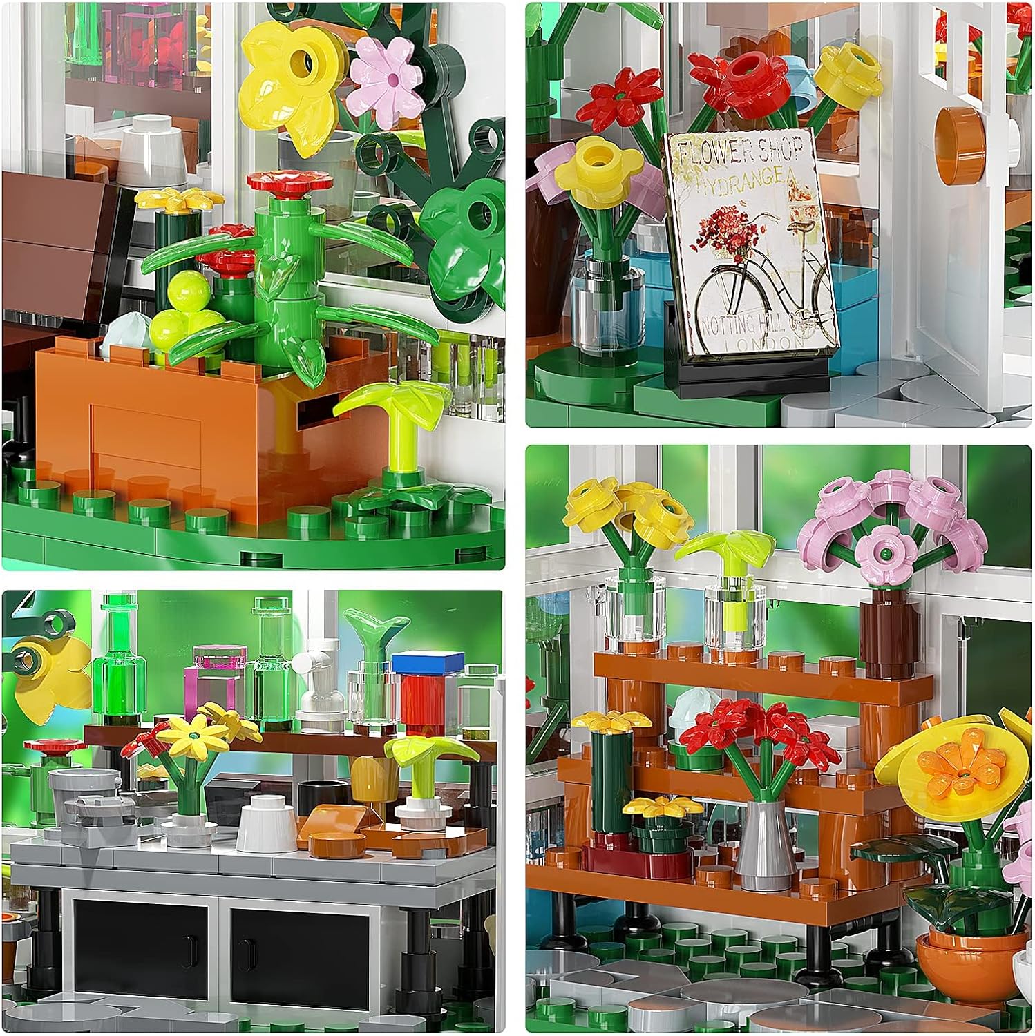 Building Set, Garden House Building Toy with LED Light, Creative Building Playset, Build a Greenhouse Model, Great Gift for Friends or Girls (597 Pieces)-uFunSpace