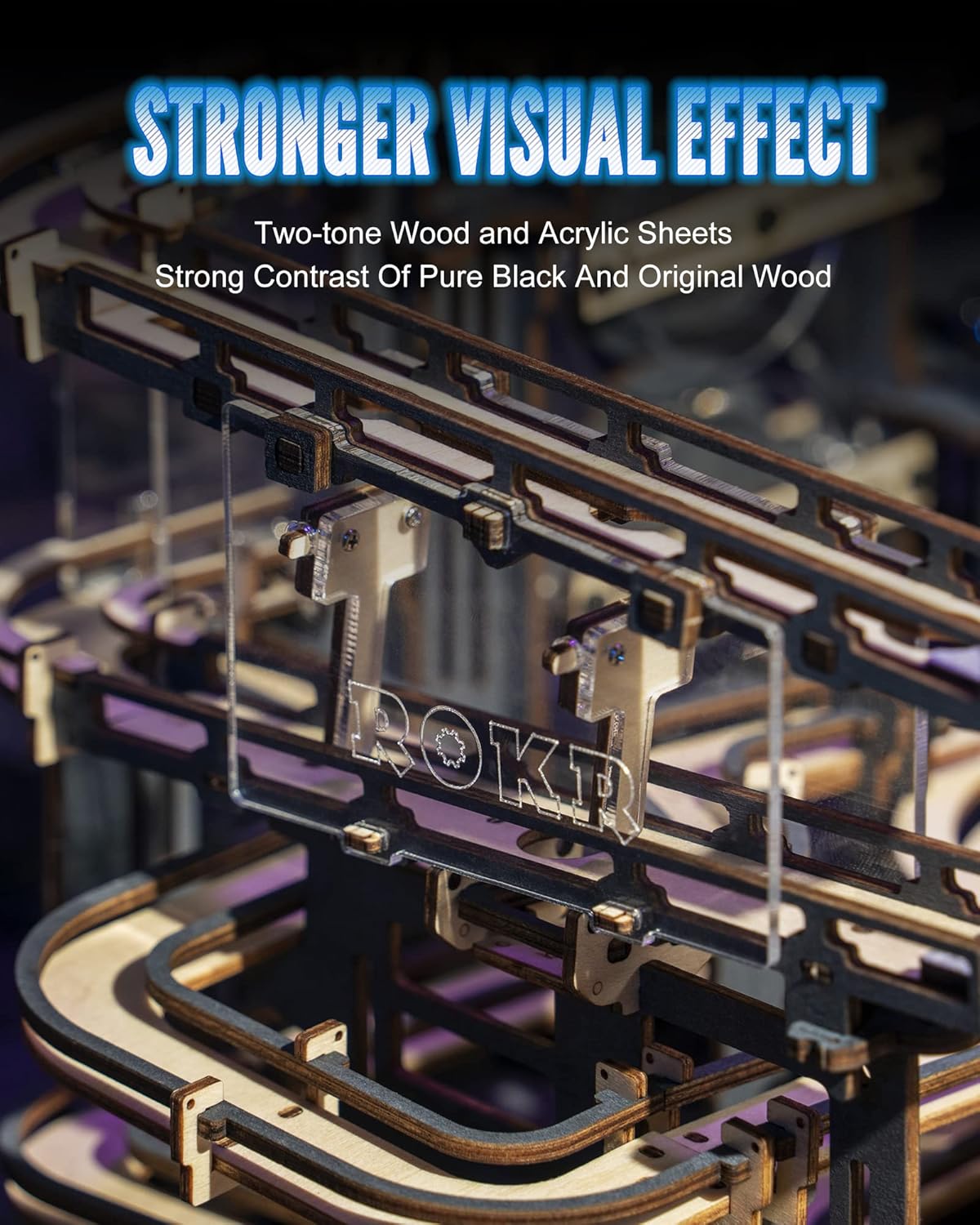 3D Wooden Puzzles for Adults Marble Run Model Building Kit(LGA01 Marble Night City)