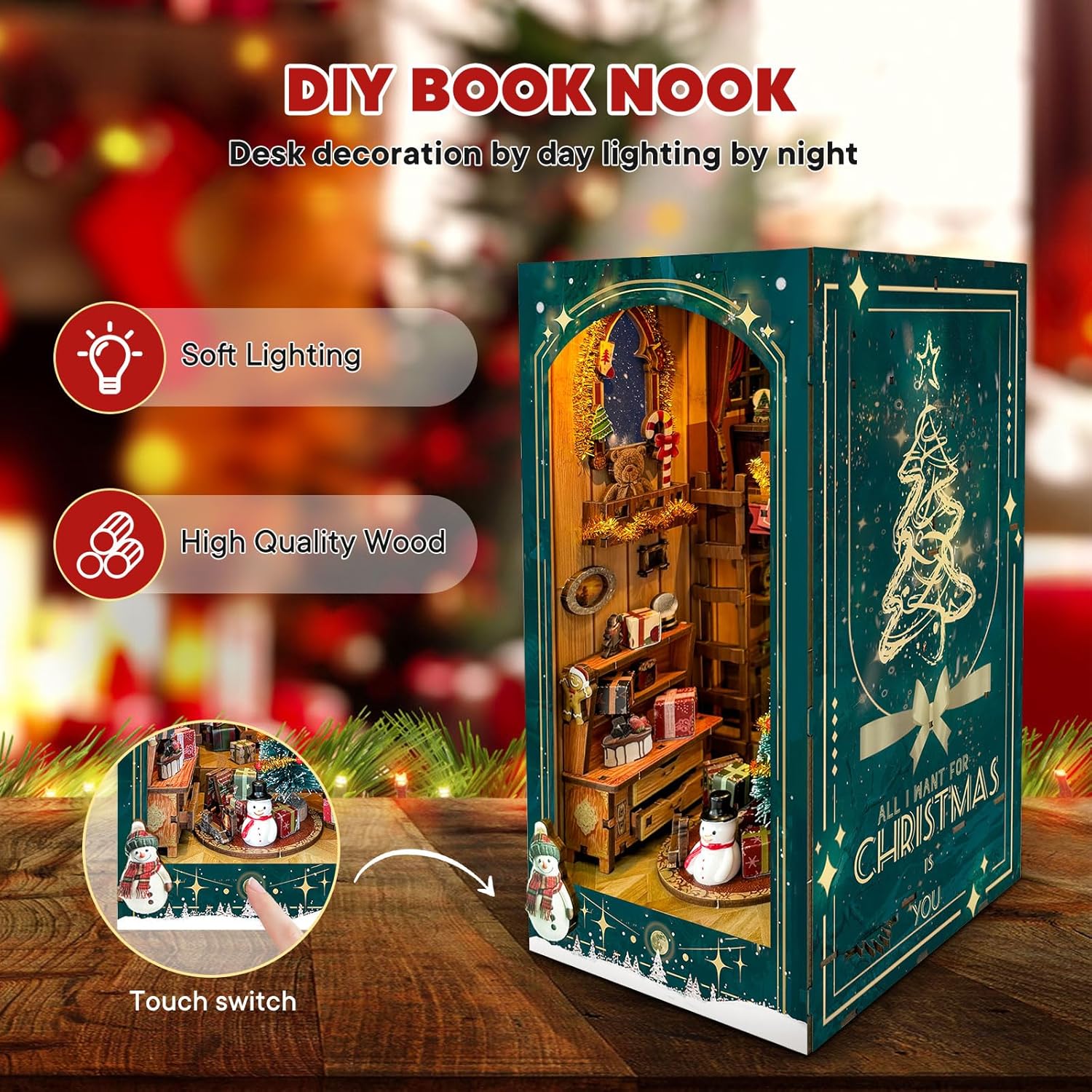 Gift-ready packaging box for Tonecheer Alice in Wonderland 3D puzzle book nook kit TQ128.