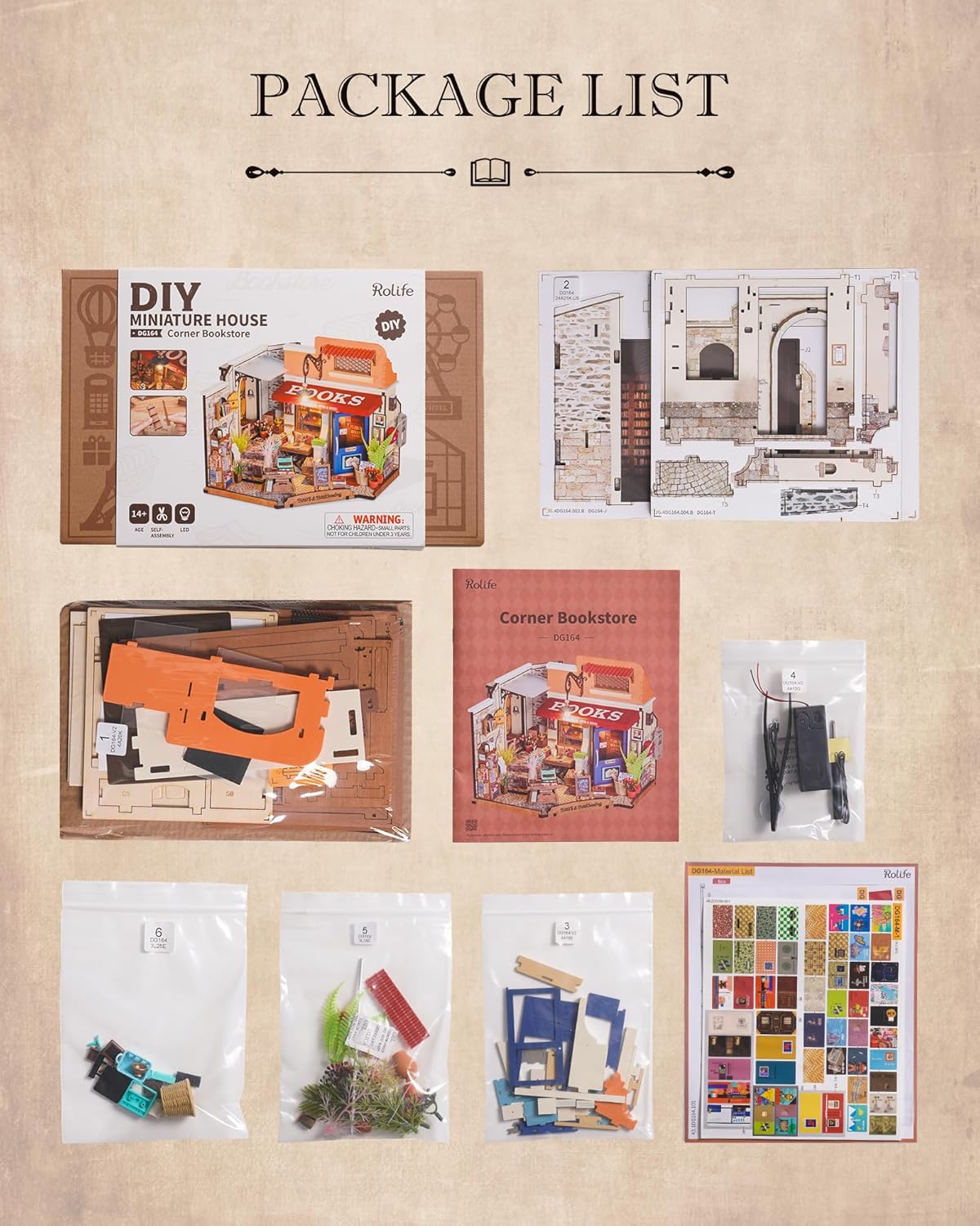 DIY Miniature House Kit 1:20 Scale Bookstore, Build Mini House Building Kit with LED Lights Craft Kits for Aduls Gifts for Him Her-uFunSpace