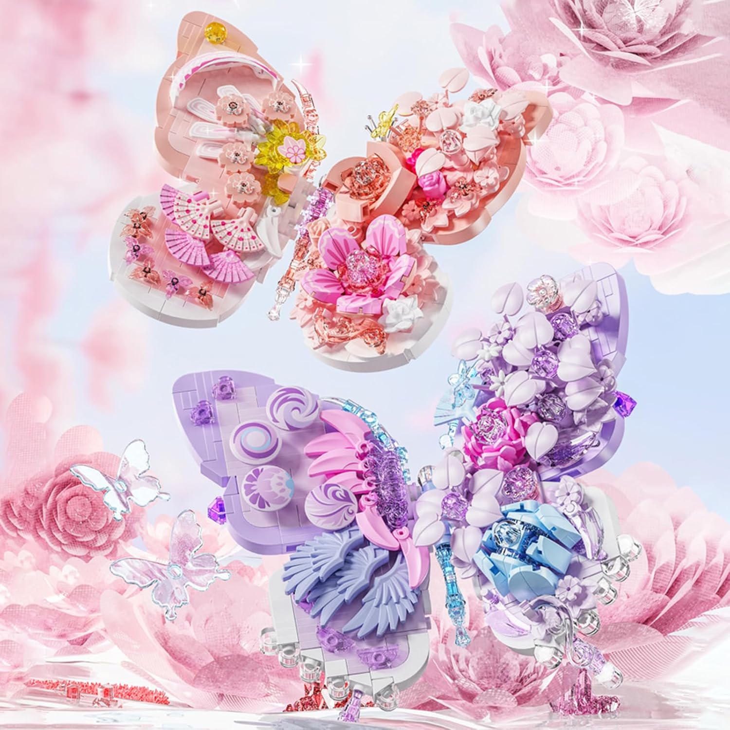 Ideas Flowers Butterfly Collection Building Blocks,Creative Insect Specimen Building Set with Exquisite Frame for Nature Lovers-uFunSpace
