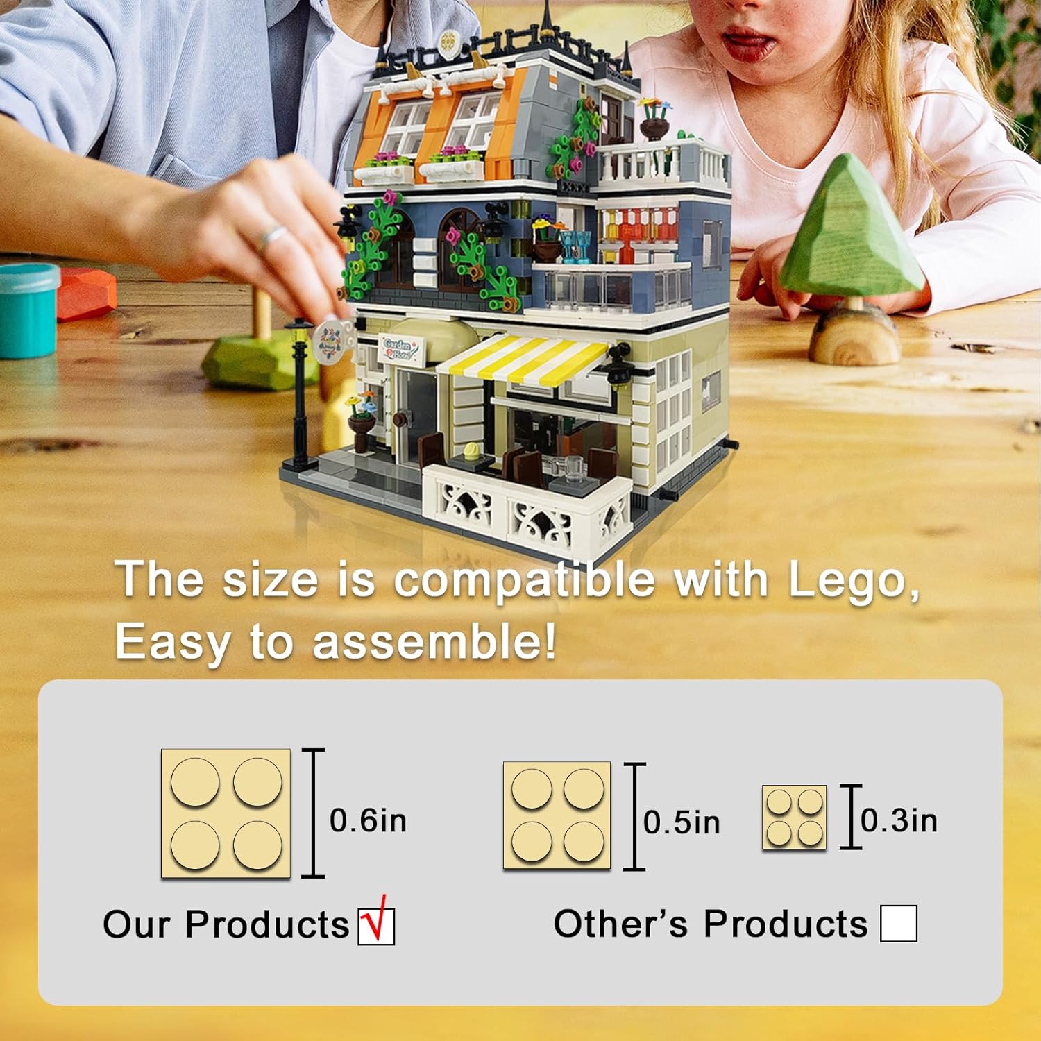 Garden Hotel Assembly Square Building kit,Modular House Building Blocks Model Set for Teens and Adults.Collectible Display Toy Building Set 1316 PCS-uFunSpace