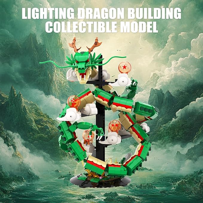Dragon Building Set for Adult - Cool Dragon Animal Toy Building Set, Mech Dragon Collectible Building Model with 7 Dragon Ball Light, Christmas Birthday Gifts for Teens Kids14+ (1826Pcs-uFunSpace