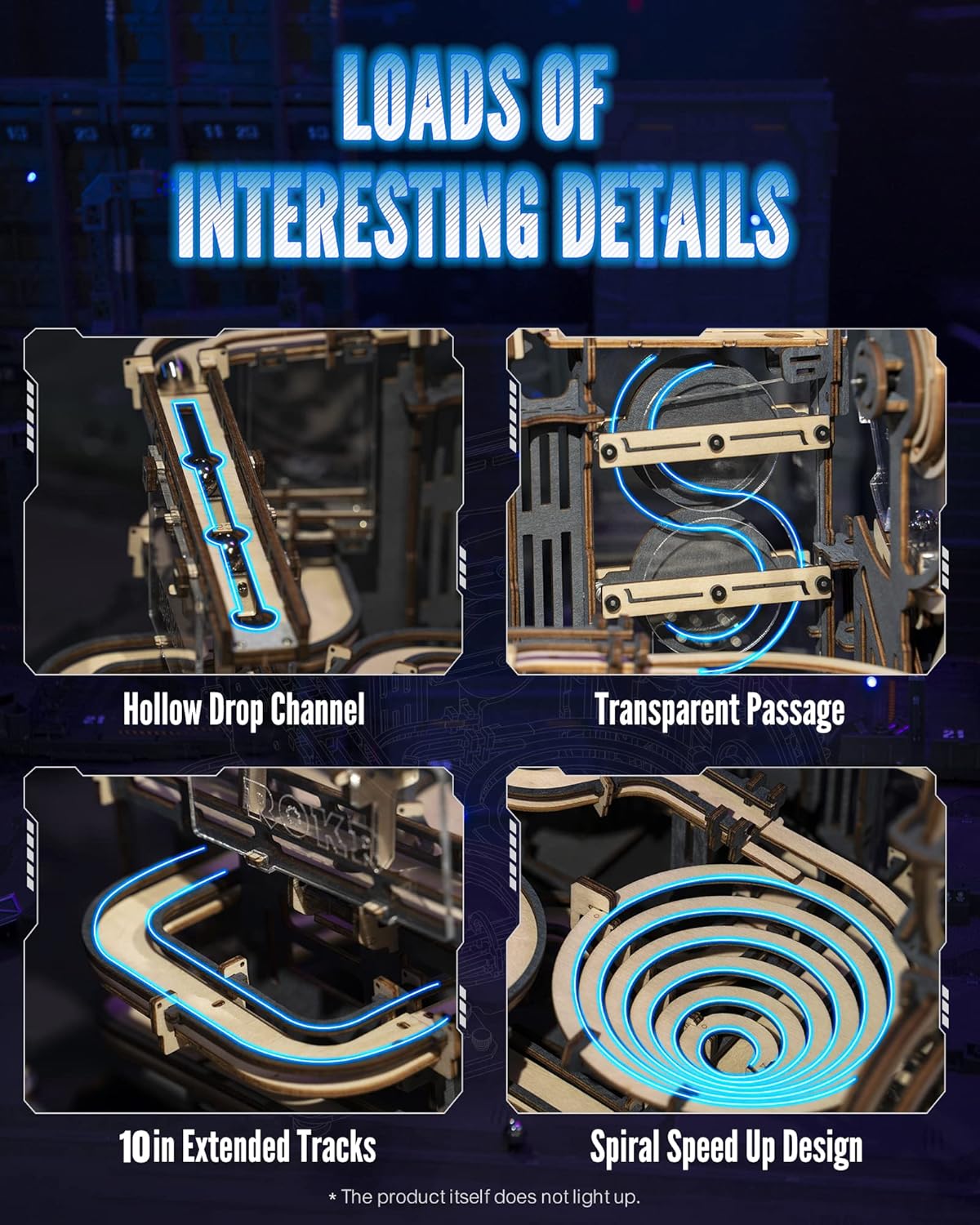 3D Wooden Puzzles for Adults Marble Run Model Building Kit(LGA01 Marble Night City)