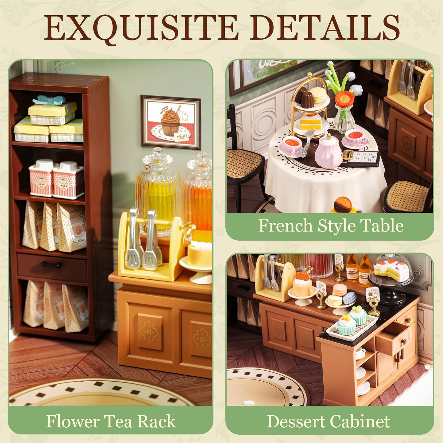 DIY Miniature Plastic House Building Set Toys Playset with LED Suitable for Mini Figures Construction Toys Diorama Kit Gifts for Teens Adults (Sweet Sips Tea)-uFunSpace