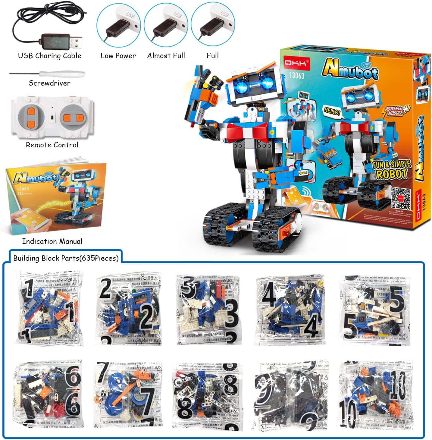 Robot Building Toys for Boys, STEM Projects for Kids Ages 8-12, Remote & APP Controlled Engineering Learning Educational Coding DIY Building Kit Rechargeable Robot Toy Gifts for Girls (635 Pieces)-uFunSpace
