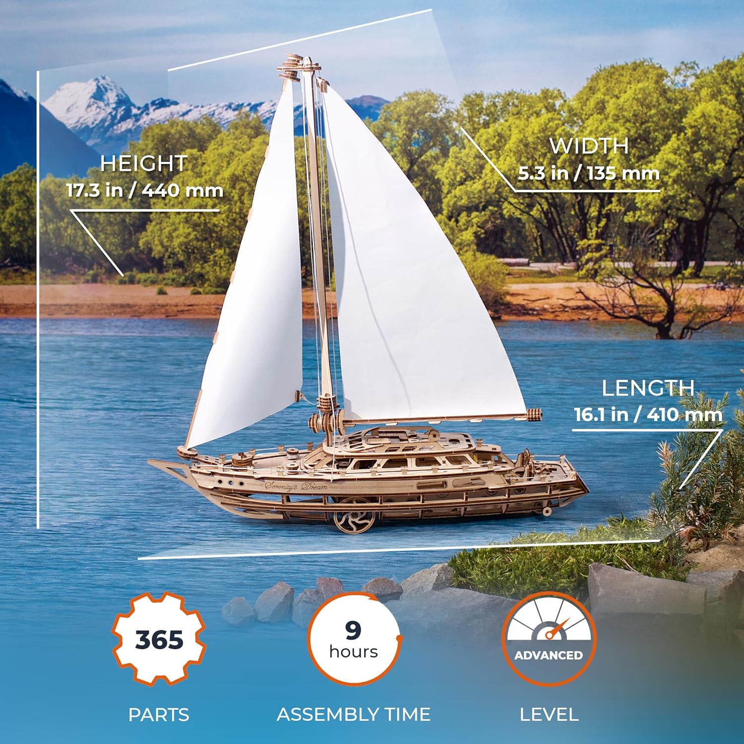 Serenity’s Dream Model Yacht - Model Ships Kits for Adults - Wooden Models to Build for Adults - 3D Puzzles Adult Ship Model Kit - DIY Wooden Model Boats for Enthusiasts-uFunSpace