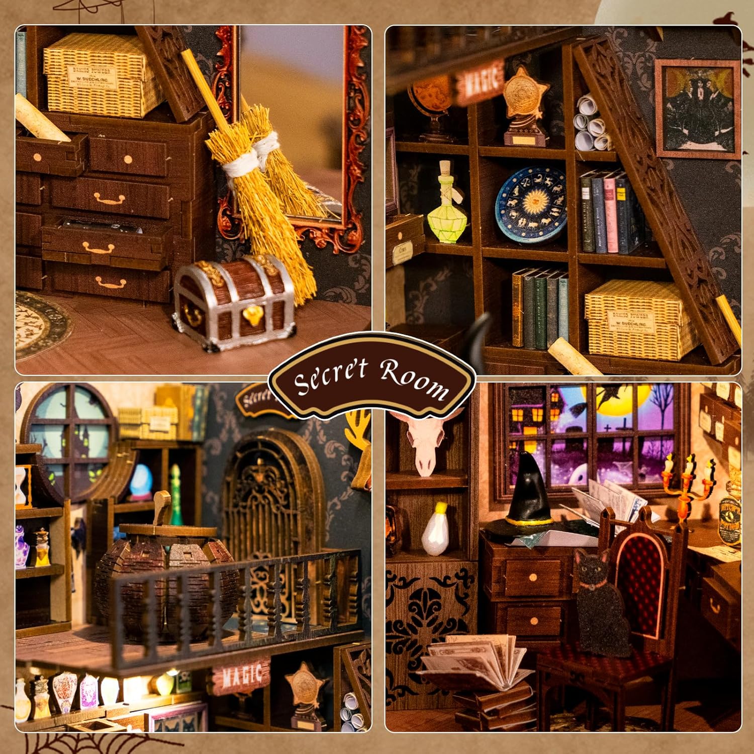 Book Nook Kit, DIY Booknook Miniature House Tiny House 3D Wooden Puzzle Dollhouse Kit for Adults and Teens, Bookshelf Insert Decor, DIY Craft Gift Model Build-uFunSpace