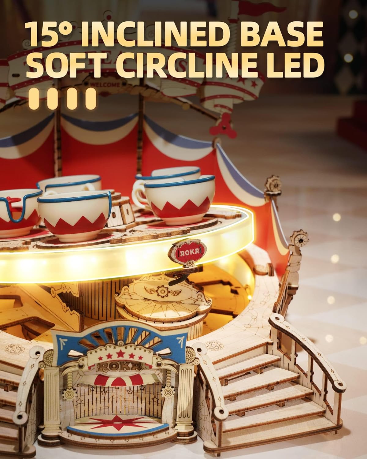 3D Wooden Puzzles for Adults-LED Wooden Music Box Kits-Wood Model Kits to Build-3D Puzzles for Kids and Adults-Christmas STEM Toy Gifts-uFunSpace