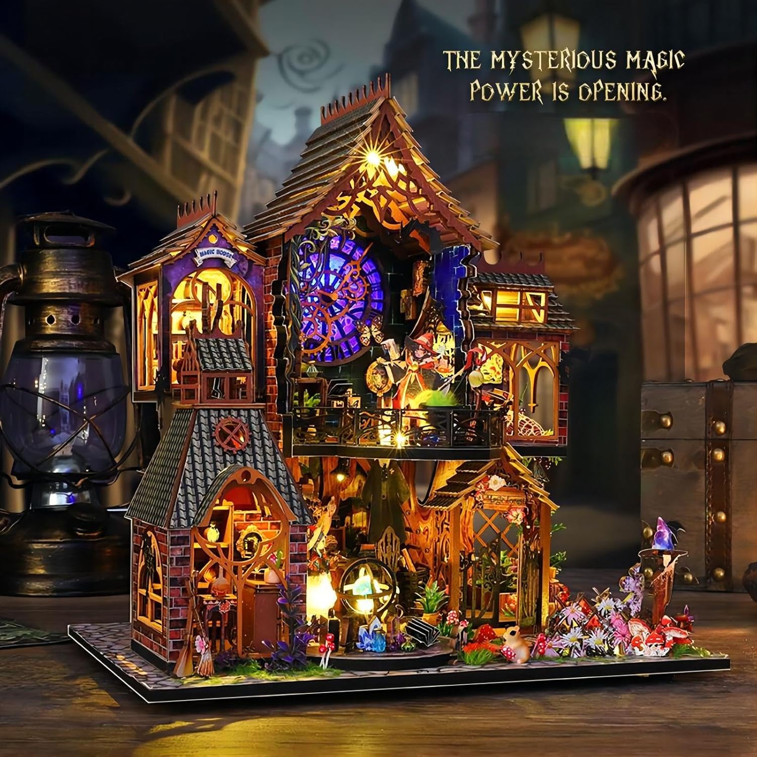 DIY Miniature House Kit, Tiny House Kit with Dust Proof Cover & Small Tools, DIY Wooden Dollhouse Miniature Kit for Adults Teen, Wooden Crafts Mini Model Magic Kits, Home Decor - Magic Spirit-uFunSpace