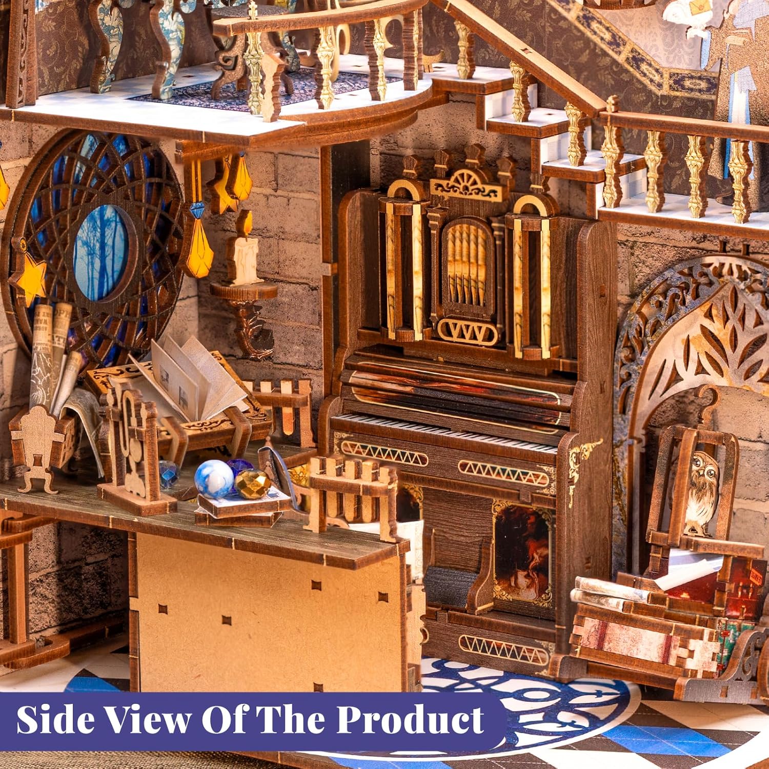 Book Nook Kit, DIY Dollhouse Miniature House Booknook for Adults and Teens, Bookshelf Insert Decor, Bookends Model Build-Creativity Gift Kit for Friends and Family (Nebula Common Room)-uFunSpace