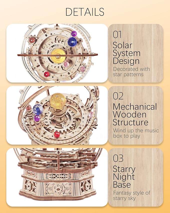 3D Puzzles for Adults-Starry Night Music Box Kit-Wooden Puzzles Science Gifts for Adults-Gifts for Teenage Boys Girls-uFunSpace