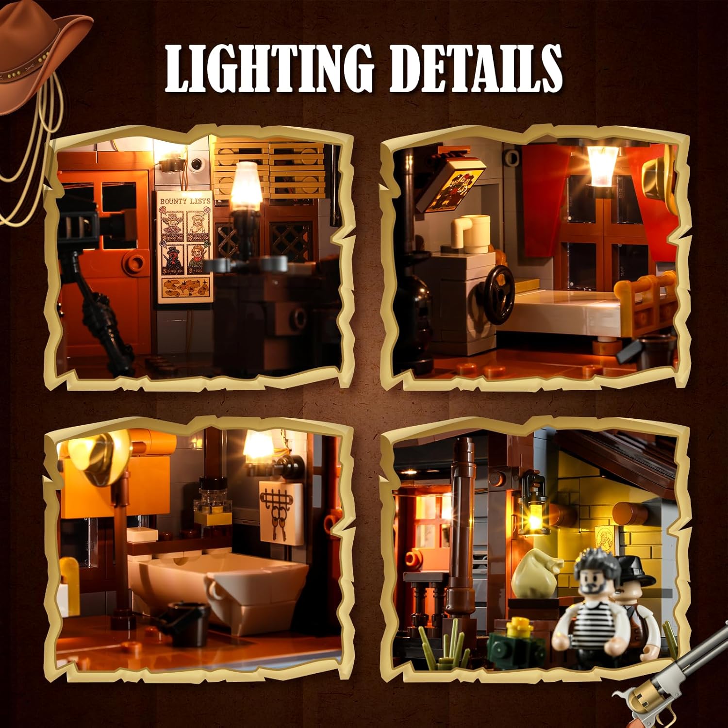 Sheriff's Office Lighted Building Blocks Set - Old West Sheriff's Office LED Light Building Model Set 1240 Pieces for Adults and Teens-uFunSpace
