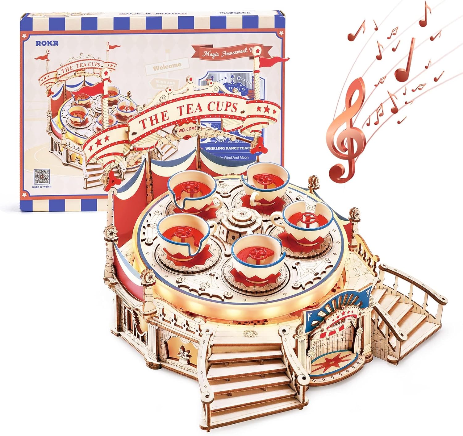 3D Wooden Puzzles for Adults-LED Wooden Music Box Kits-Wood Model Kits to Build-3D Puzzles for Kids and Adults-Christmas STEM Toy Gifts-uFunSpace