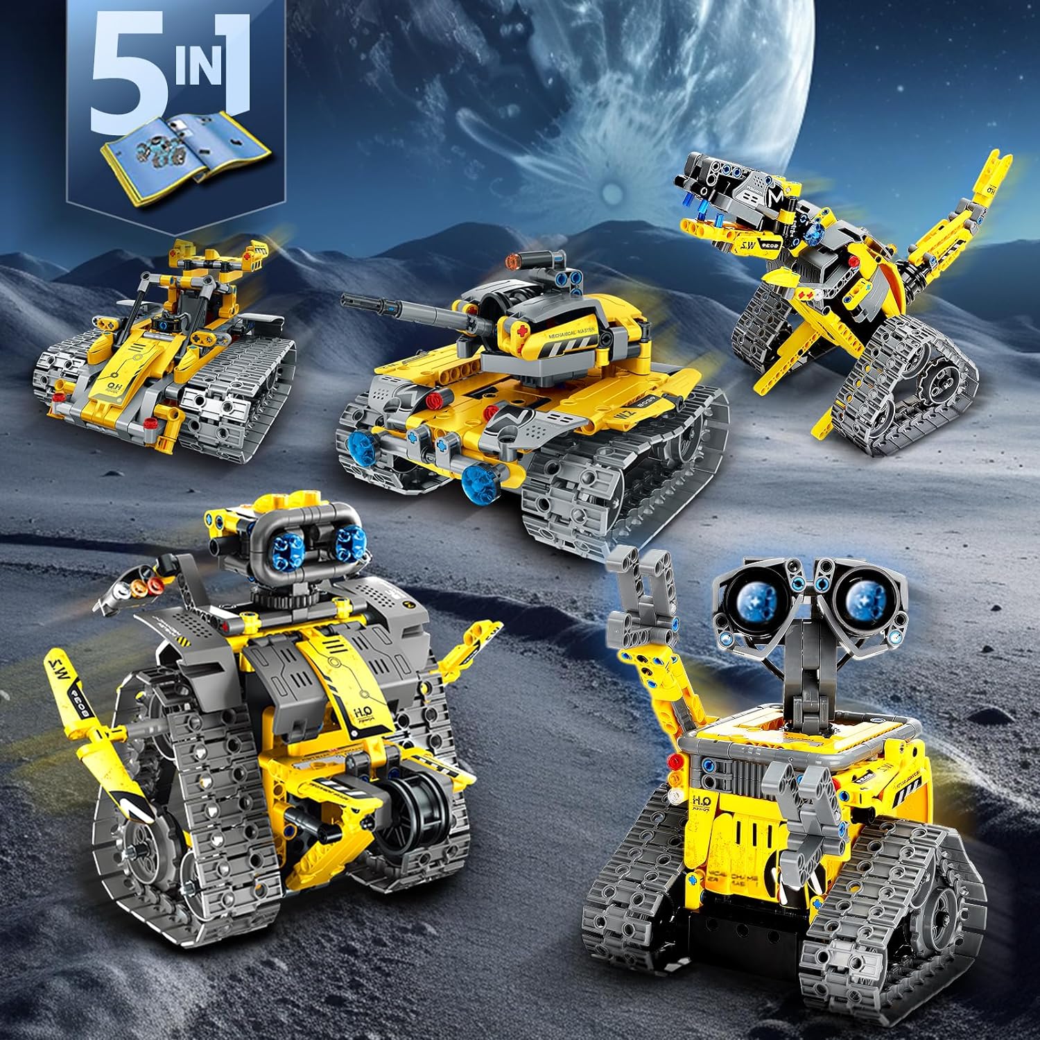 STEM Building Toys for Ages 8-13, Remote & App Controlled Creator 5in1 Robot/Explorer Robot/Mech Dinosaur Toys Coding Set, Creative Gifts for Boys Girls Kids Aged 6 7 8-13 (488 Pieces)-uFunSpace