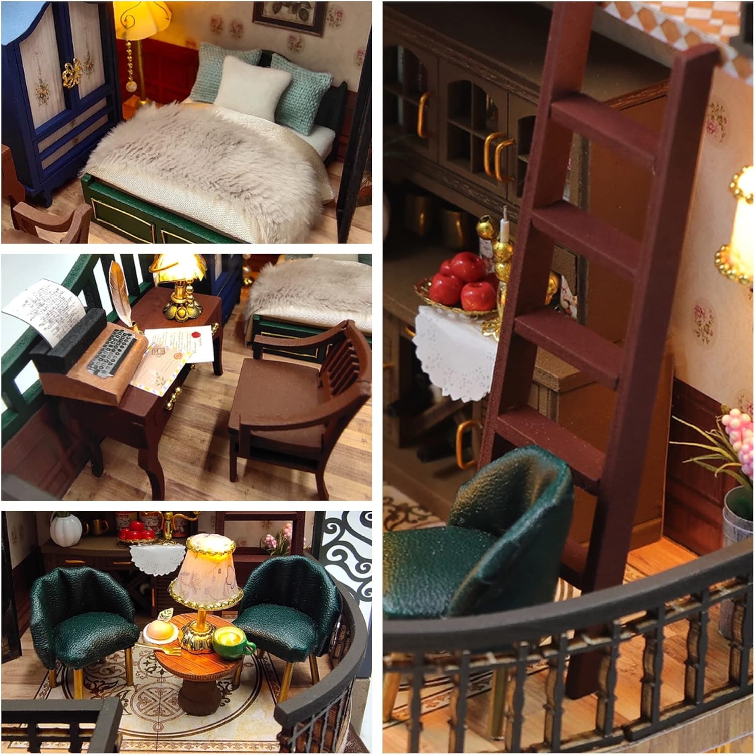 DIY Dollhouse Miniature Kit, Doll House Kit with Dust Proof Cover and Music Box, Mini Wooden Dollhouse Toys for Adult Gift(M2132)-uFunSpace