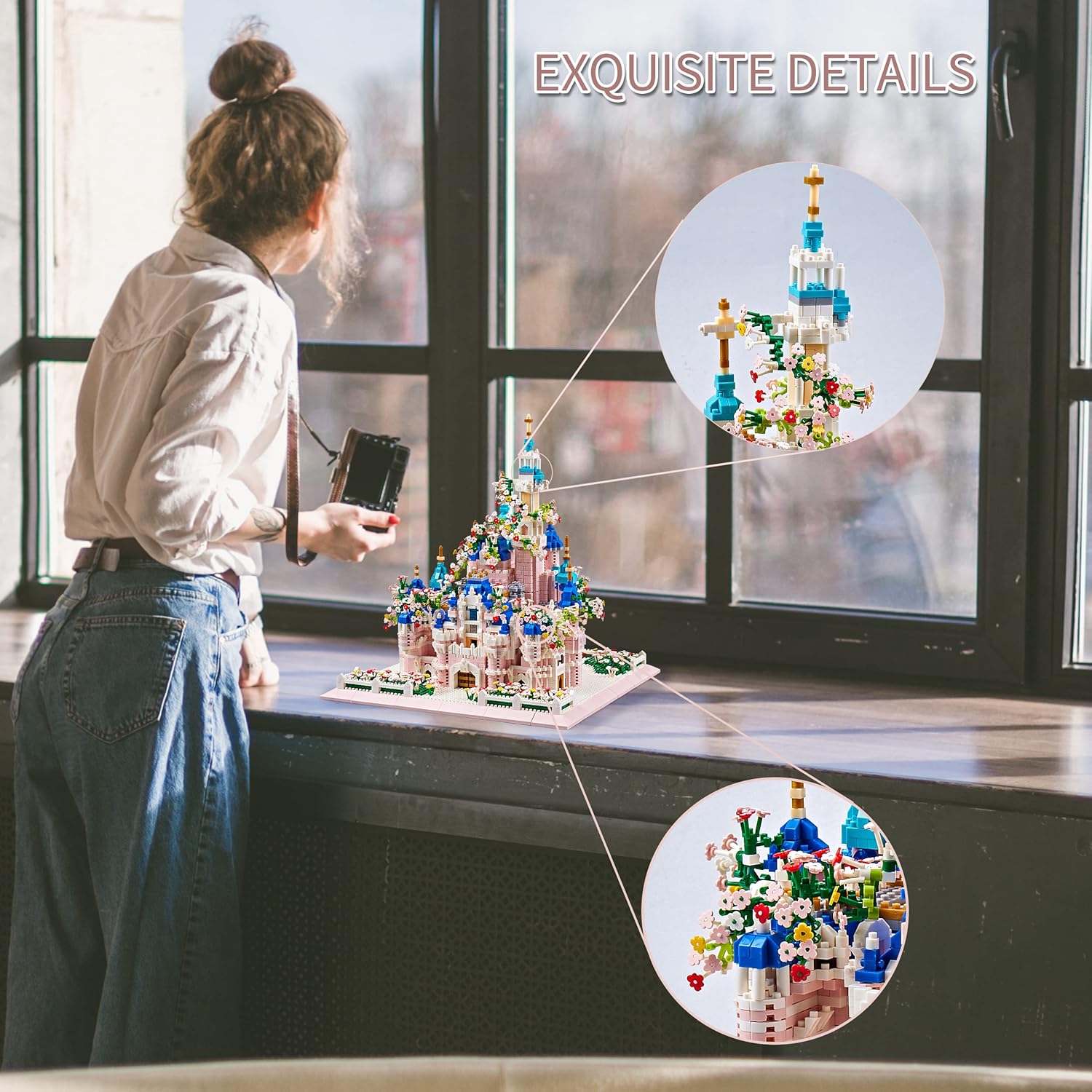 Building Castle and Flower Series Model Building Blocks Set, More than 4000 Pieces for Adults and Teens, Miniature Building Blocks, Building Set - Upgraded Version-uFunSpace
