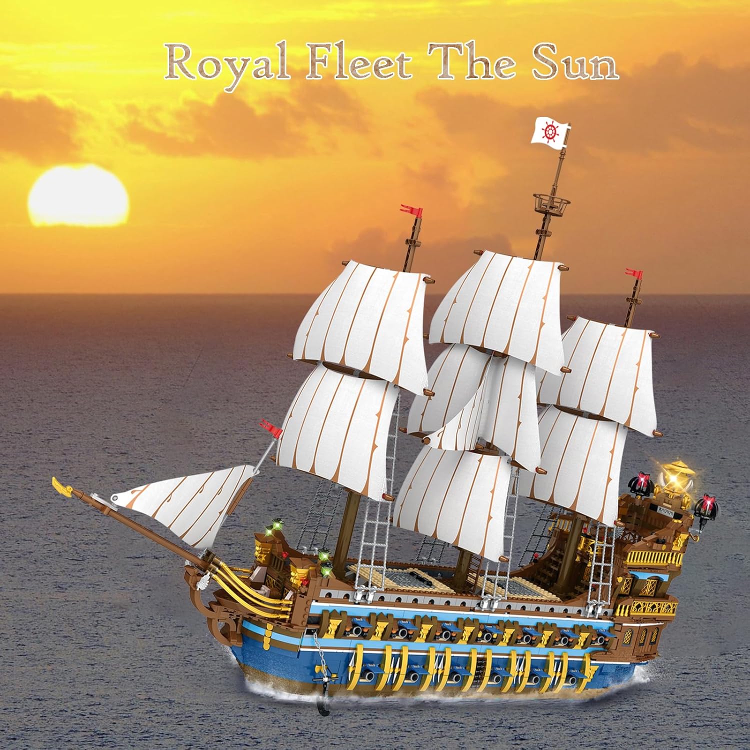 Pirate Ship Building Sets for Adults, Gorgeous Royal Fleet Ship with Tiered Design, Attractive Pirate Toys Building Blocks Pirate Ship Large Model, Gifts for Teens Adults(3162 Pieces)-uFunSpace