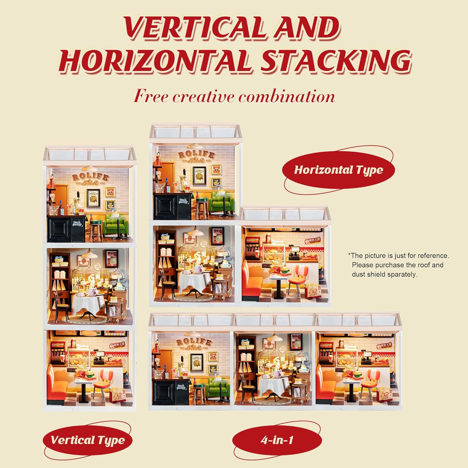 DIY Miniature Plastic House Building Set Toys Playset with LED Suitable for Mini Figures Construction Toys Diorama Kit Gifts for Teens Adults (Yum Yum Burgers)-uFunSpace