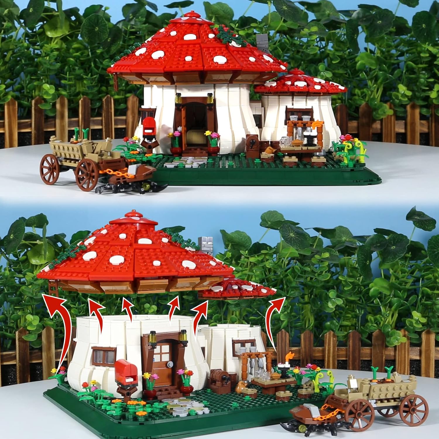 2233PCS Mushroom House Building Blocks,Creative Ideals Treehouse Building Blocks, Best Present for 6+ Boys, Girls or Adults-uFunSpace