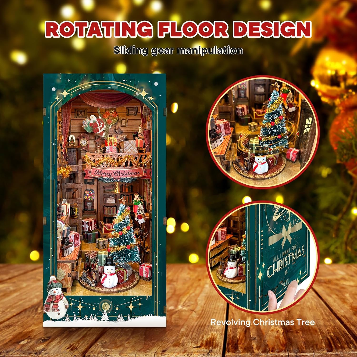 Package dimensions and specifications for Tonecheer Alice in Wonderland DIY bookend kit.