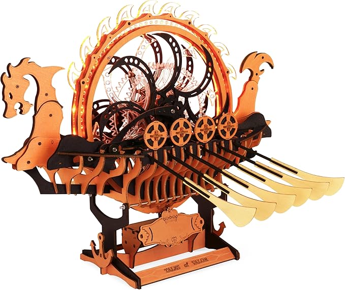 LK802 Viking Dragon Ship Mechanical Wooden Puzzles, 229 Pieces 3D Puzzles for Adults, Crafts for Adults Hobby Building Kit