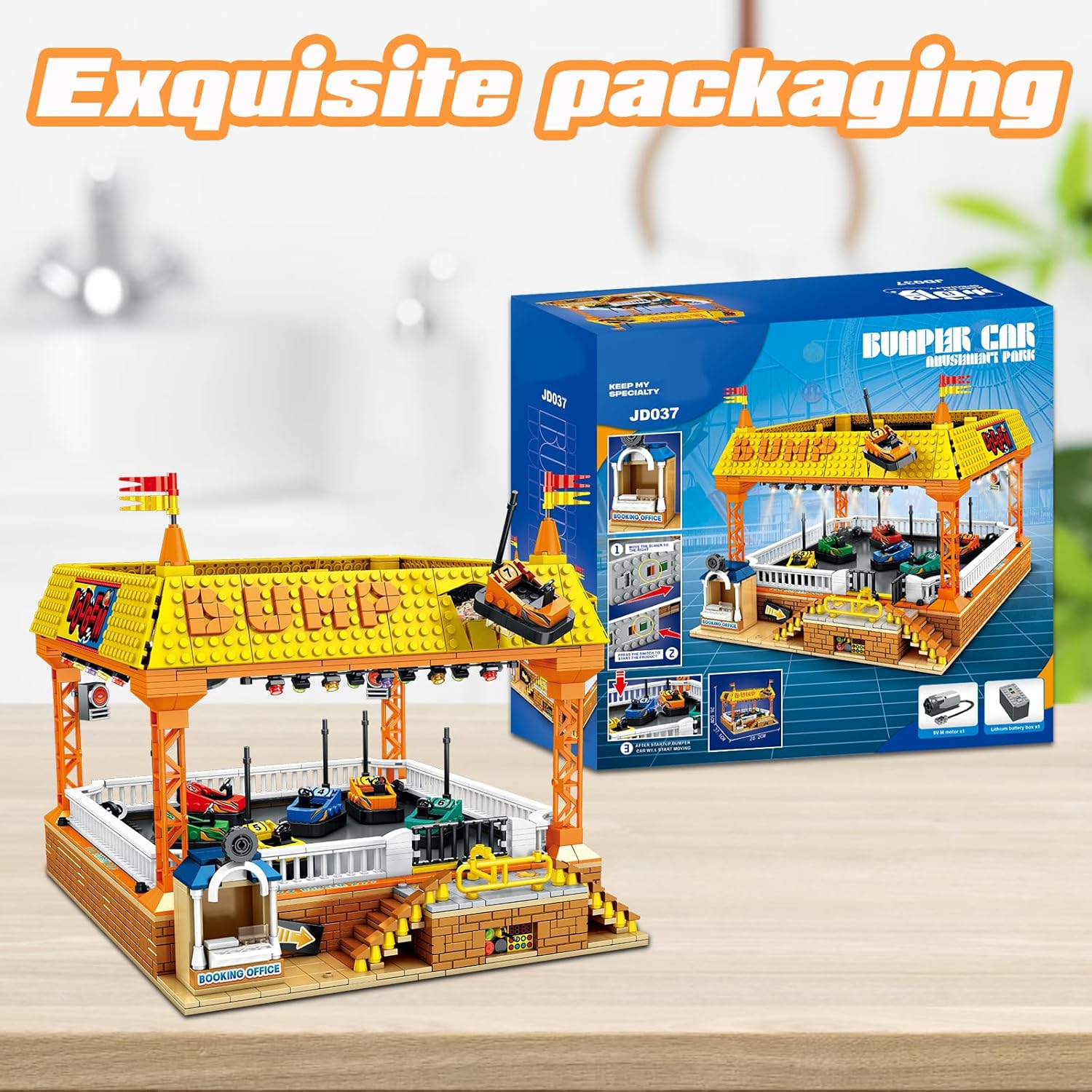 Bumper Cars Building Blocks Set. Large Amusement Park Model Kit for Teen Boys Son, Girls, Nephews, Block Lovers. Kids Puzzles with Motors, Christmas Children's Day Birthday Gifts-1840 PCS-uFunSpace