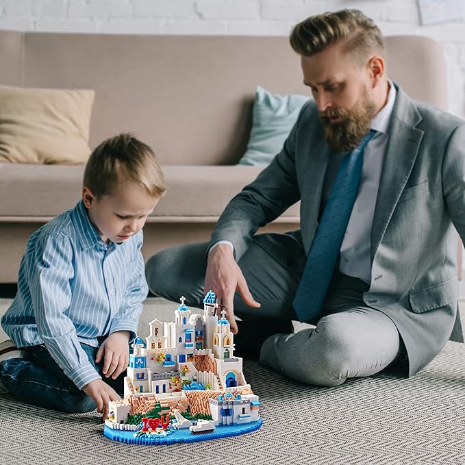 Aegean Sea Santorini Miniature Architecture Building Set Model Building Kits Creative Building Series Building Blocks Adult Gift 5810 PCS-uFunSpace