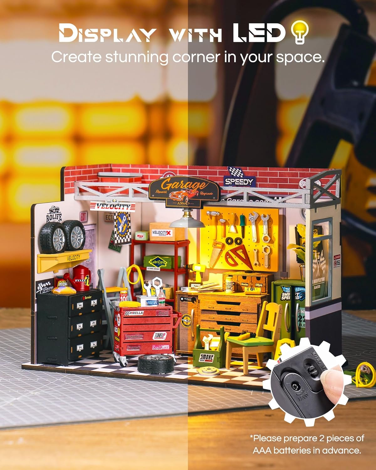 DIY Miniature House Kit Garage Workshop, Build 1/20 Mini House Building Kit with LED Craft Kits for Aduls Gifts for Him Her Kids-uFunSpace