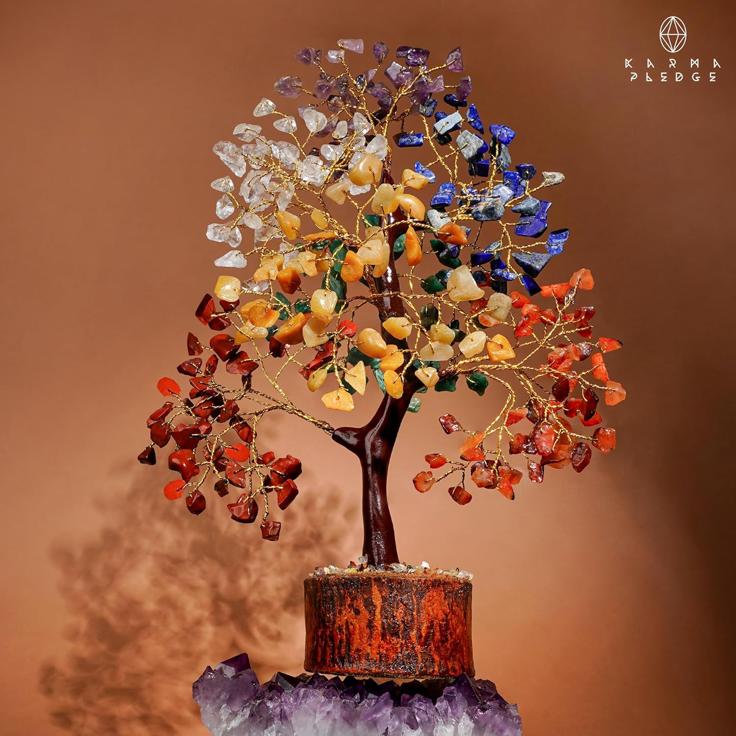 Crystal Tree of Life 7 Chakra Healing Crystal Trees for Home Decor, Office Desk Decor, Living Room Decor, Handmade Bonsai Trees for Positive Energy, Money, Good Luck Birthday Gifts for Women, Mom-uFunSpace