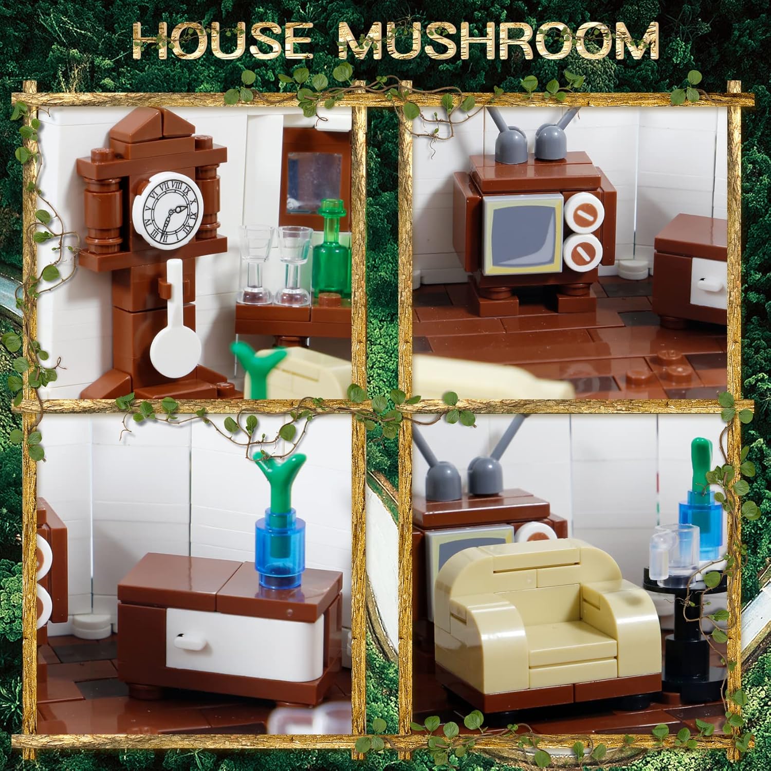 2233PCS Mushroom House Building Blocks,Creative Ideals Treehouse Building Blocks, Best Present for 6+ Boys, Girls or Adults-uFunSpace