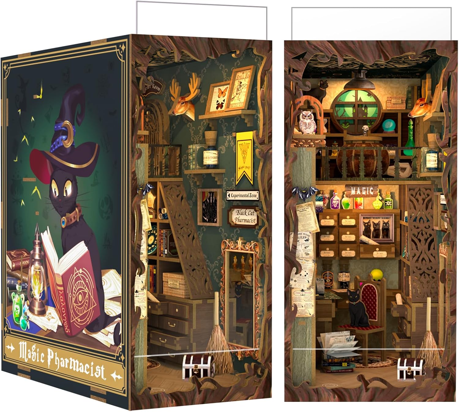 Book Nook Kit, DIY Booknook Miniature House Tiny House 3D Wooden Puzzle Dollhouse Kit for Adults and Teens, Bookshelf Insert Decor, DIY Craft Gift Model Build-uFunSpace