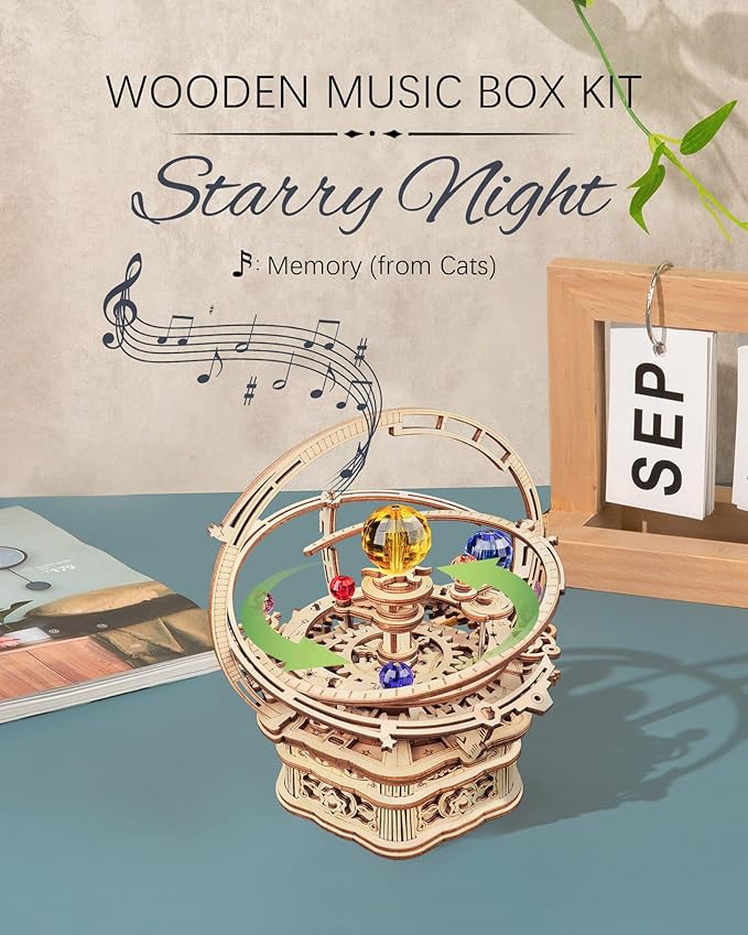 3D Puzzles for Adults-Starry Night Music Box Kit-Wooden Puzzles Science Gifts for Adults-Gifts for Teenage Boys Girls-uFunSpace