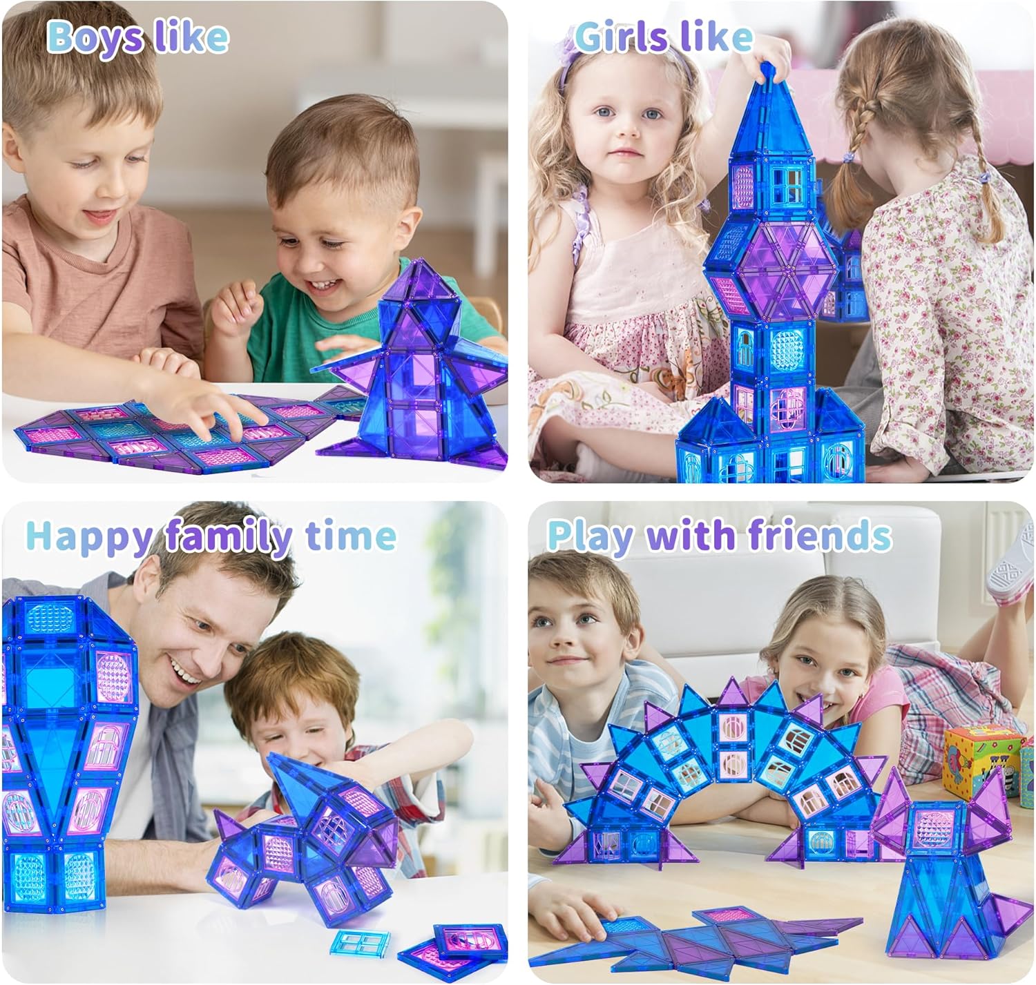 102 Pieces Magnetic Tiles Frozen Magnet Building Blocks for 3 4 5 6 7 8 Years Old Girls Birthday Gift Frozen Princess Preschool STEM Educational Toys-uFunSpace
